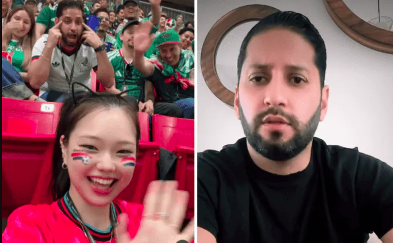 Aficionado señalado por gesto racista contra influencer coreana