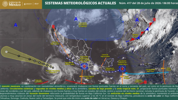Huracán ‘Genevieve’ ahora categoría 3 en el océano Pacífico provocará lluvias en estos estados