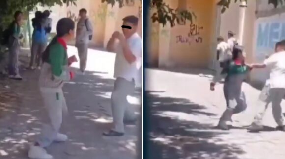 Una estudiante noquea a su compañero en una secundaria de Chiautempan, Tlaxcala; la pelea fue por supuesto bullying