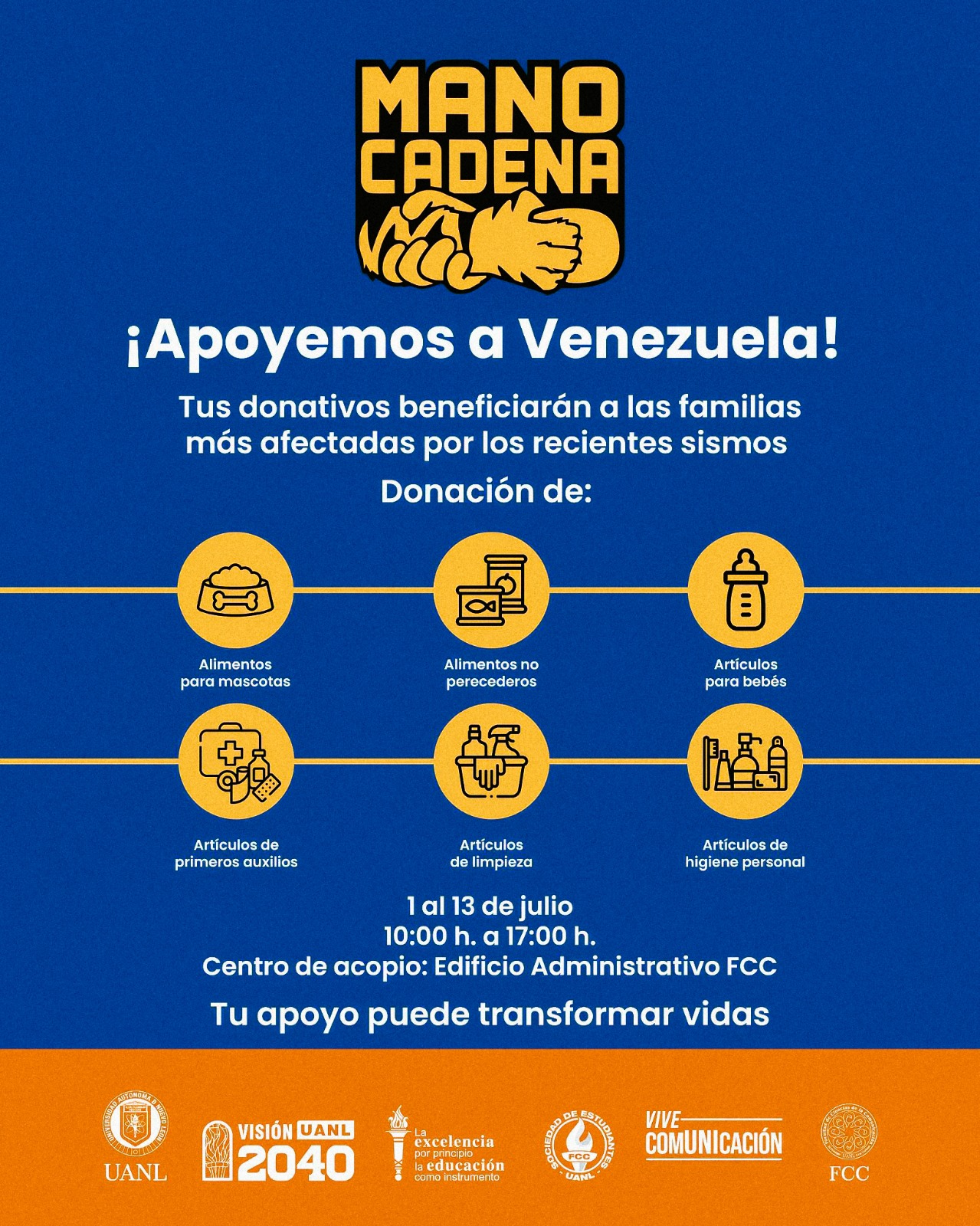 Instala Universidad Autónoma de Nuevo León centros de acopio para apoyar a Venezuela