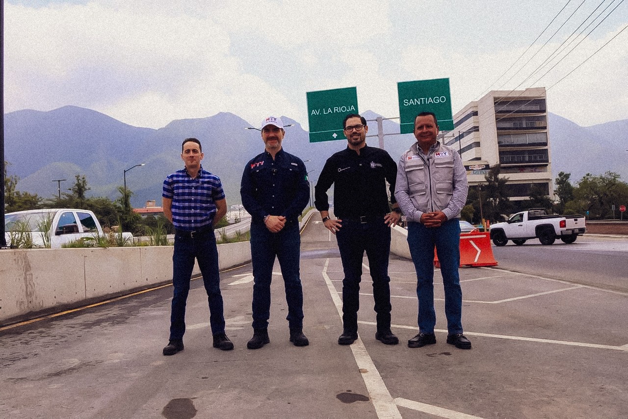Supervisan alcaldes avance del Circuito Vial Huajuco en Monterrey, Nuevo León
