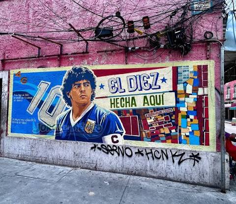 Un mural de Maradona en CDMX revive el triunfo de Argentina ante Inglaterra en el Mundial de 1986