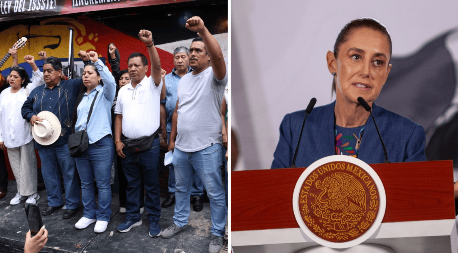 Sheinbaum recibe a la Sección 22 de la CNTE en Palacio Nacional; despliegan operativo policial