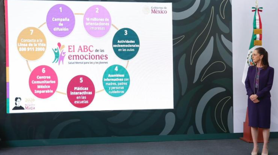 Sheinbaum presenta ‘ABC de las emociones’, estrategia nacional para escuchar y acompañar a jóvenes