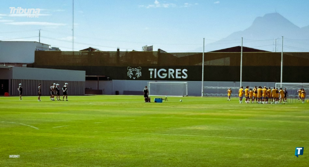 Toma del inicio de la práctica de Tigres en su centro de entrenamiento