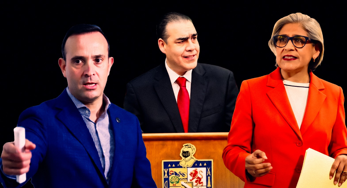 Líderes de las bancadas del Congreso. Carlos de la Fuente (PAN), Heriberto Treviño (PRI), Sandra Pámanes (MC)
