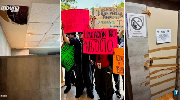 Estudiantes de Medicina UANL protestan por deterioro de infraestructura y cuotas internas