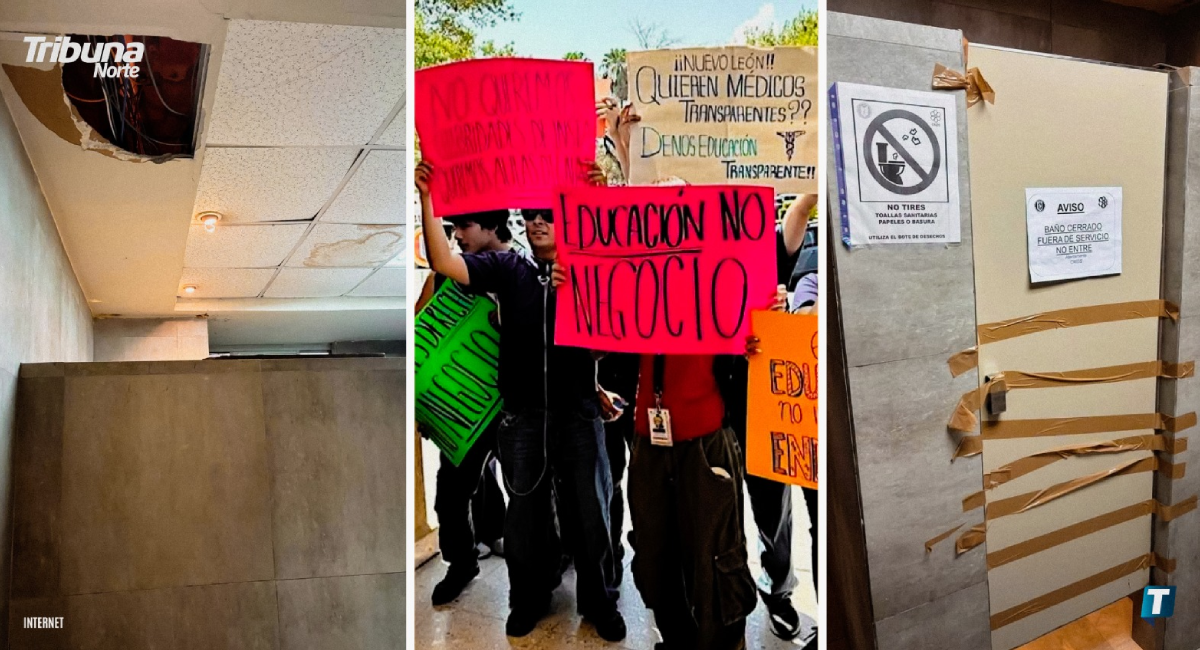Estudiantes de la Facultad de Medicina de la UANL protestan por deterioro en infraestructura y elevados costos de cuotas internas