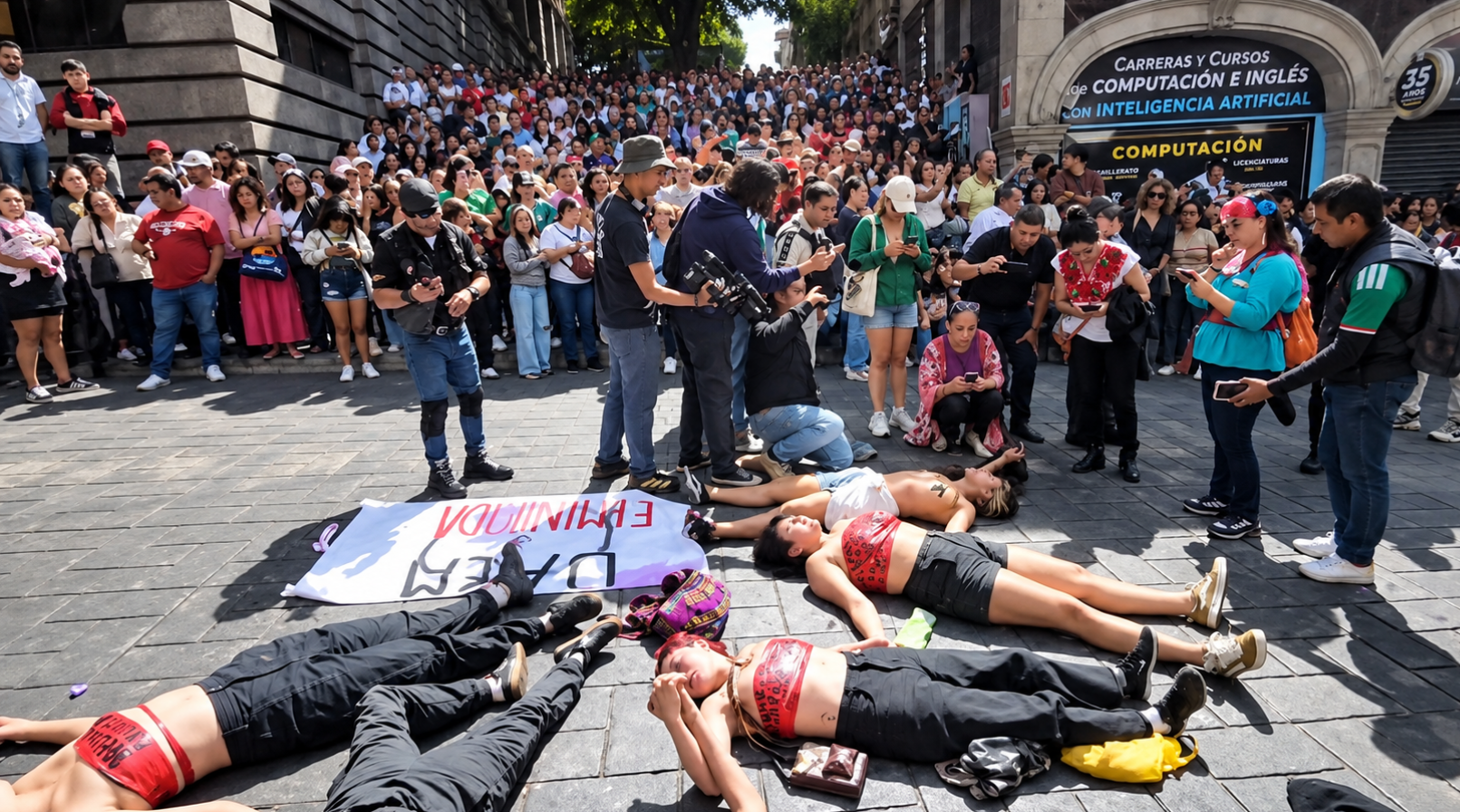 Protesta estudiantil interrumpe desfile cívico-militar en Cuernavaca; exigen justicia por feminicidio de Claudia Tacoronte