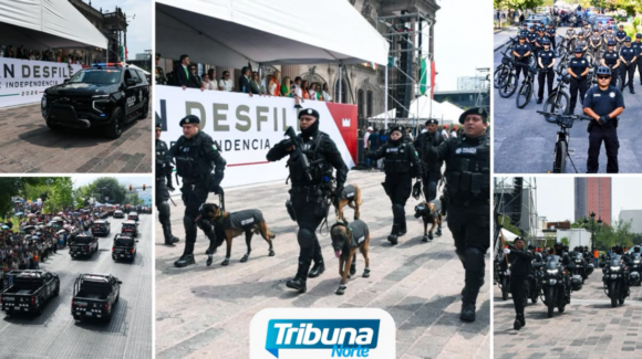 300 elementos de seguridad municipal desfilan en Monterrey por el 16 de septiembre