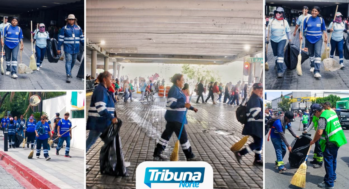 Monterrey recolecta más de 30 toneladas de basura tras desfile patrio