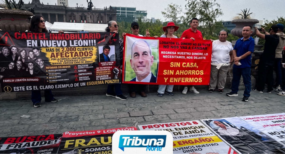 Afectados por Proyectos 9 se manifiestan durante el informe de Claudia Sheinbaum en Nuevo León