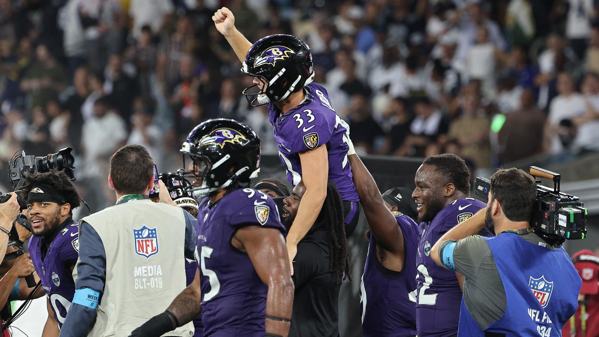 NFL 2026-27: Ravens vencen 34-31 a Cowboys en Brasil con gol de campo de 56 yardas sobre la hora
