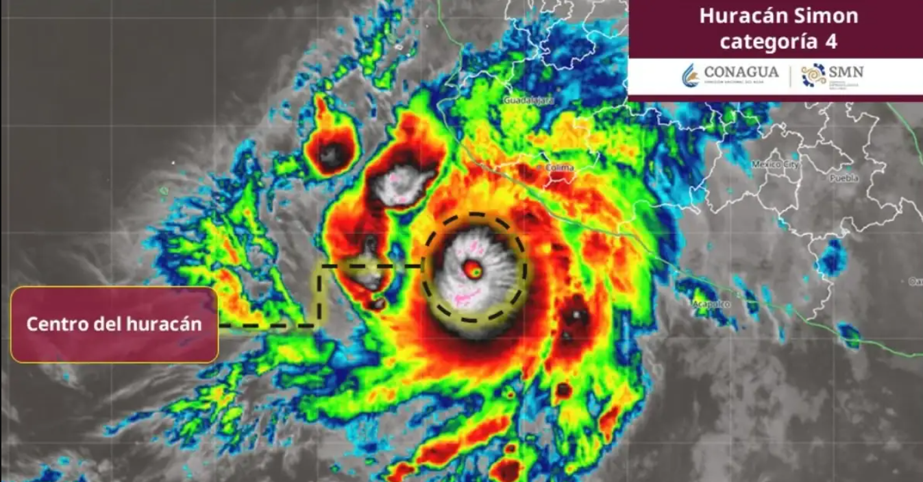 Huracán ‘Simón’ se intensifica a categoría 4 antes de tocar tierra en las costas de México