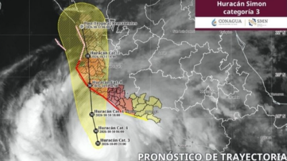 Huracán ‘Simon’ alcanza categoría 3 y amenaza con impactar las costas de México este fin de semana