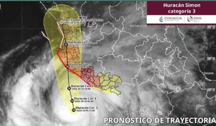 Huracán ‘Simon’ alcanza categoría 3 y amenaza con impactar las costas de México este fin de semana