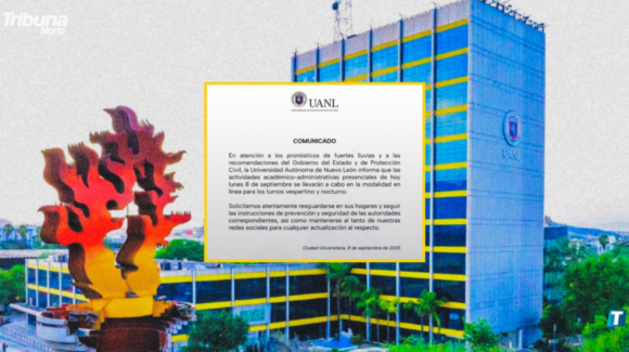 Clases presenciales UANL se suspenden este viernes 2 de octubre por pronóstico de lluvias