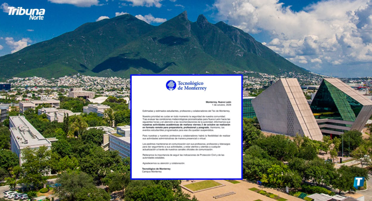 Anuncia el Tecnológico de Monterrey la suspensión de actividades presenciales en Nuevo León por intensas lluvias