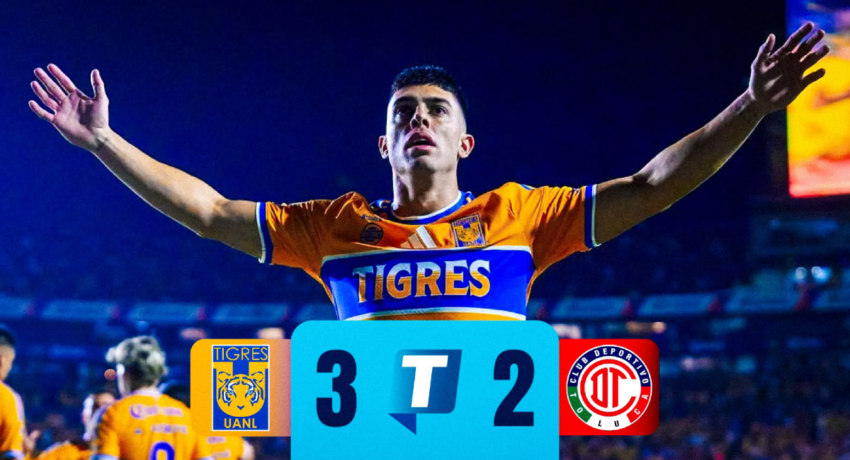 Tigres vence a Toluca con doblete de Juan Brunetta en el ‘Volcán’
