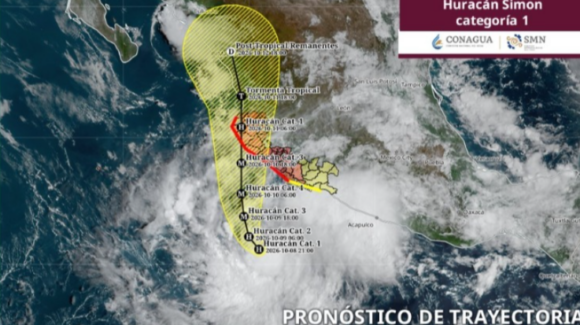 Tormenta tropical ‘Simón’ se intensifica a huracán categoría 1; suspenden clases en Acapulco