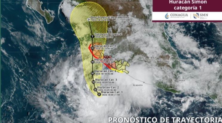 Tormenta tropical ‘Simón’ se intensifica a huracán categoría 1; suspenden clases en Acapulco