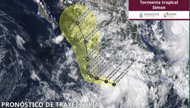 Se forma la tormenta tropical ‘Simon’ en el Pacífico y podría convertirse en huracán categoría 2 rumbo a Jalisco