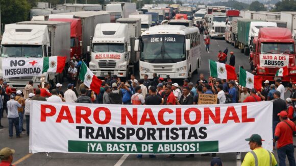 Paro nacional de transportistas genera tránsito lento en Paseo Tollocan y accesos a CDMX