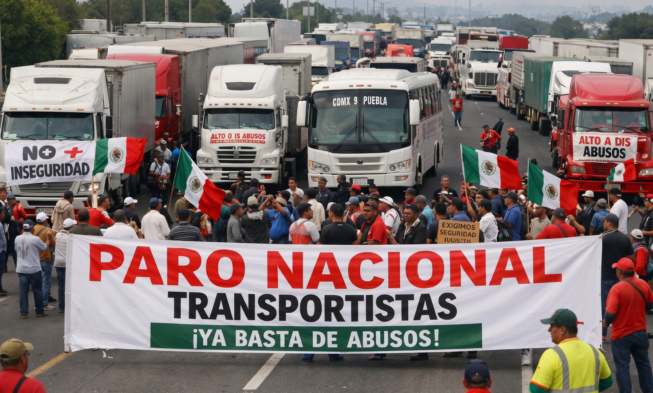 Paro nacional de transportistas genera tránsito lento en Paseo Tollocan y accesos a CDMX