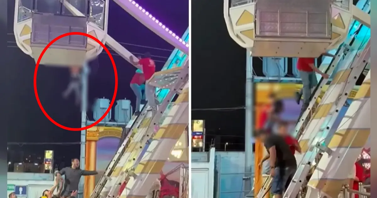 Niño queda colgado de rueda de la fortuna en la Feria de Torreón; Protección Civil descarta falla mecánica