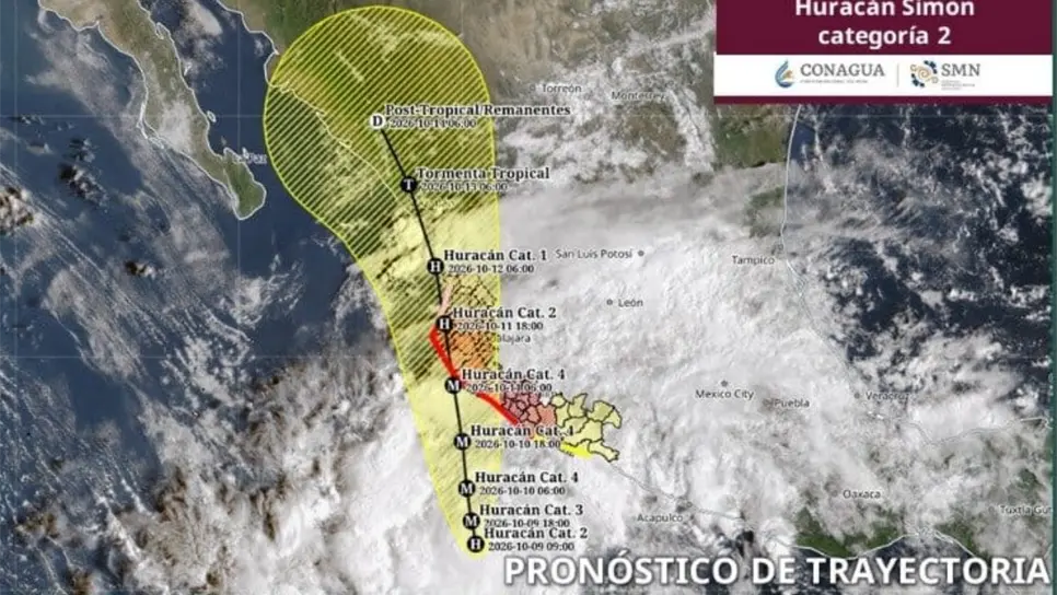 Huracán ‘Simon’ sube a categoría 2 y podría tocar tierra en Jalisco como categoría 4